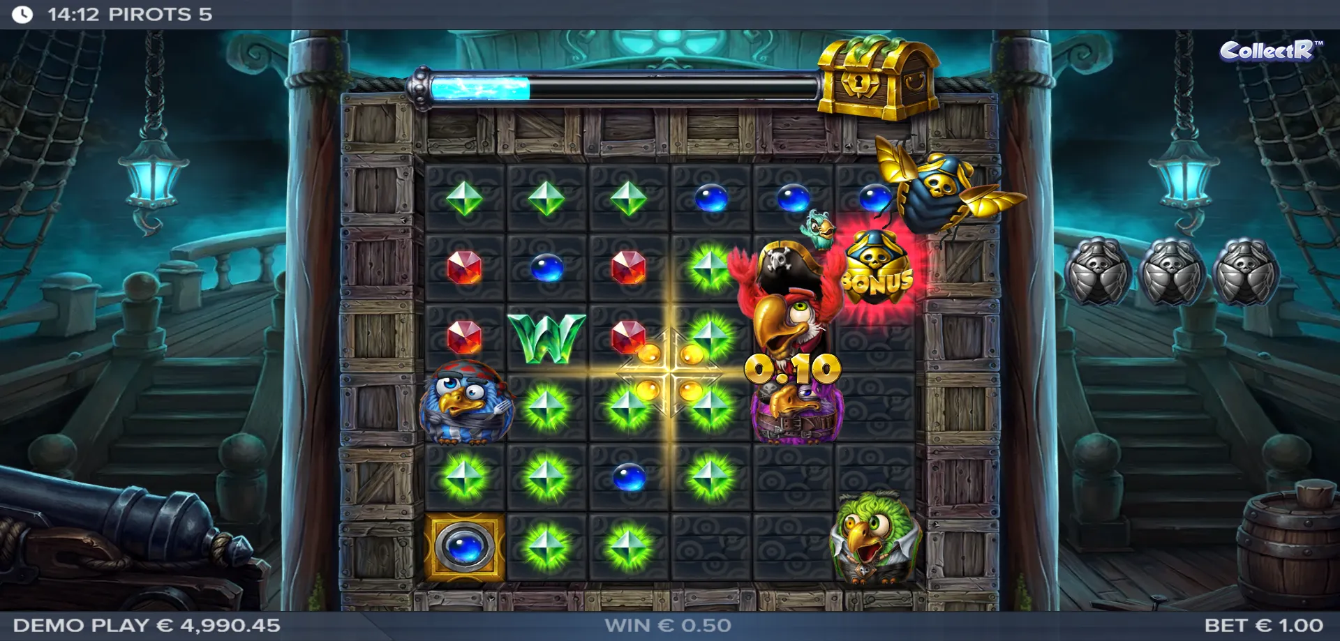 Pirots 5 slot machine con uccelli collezionisti su griglia 6x6
